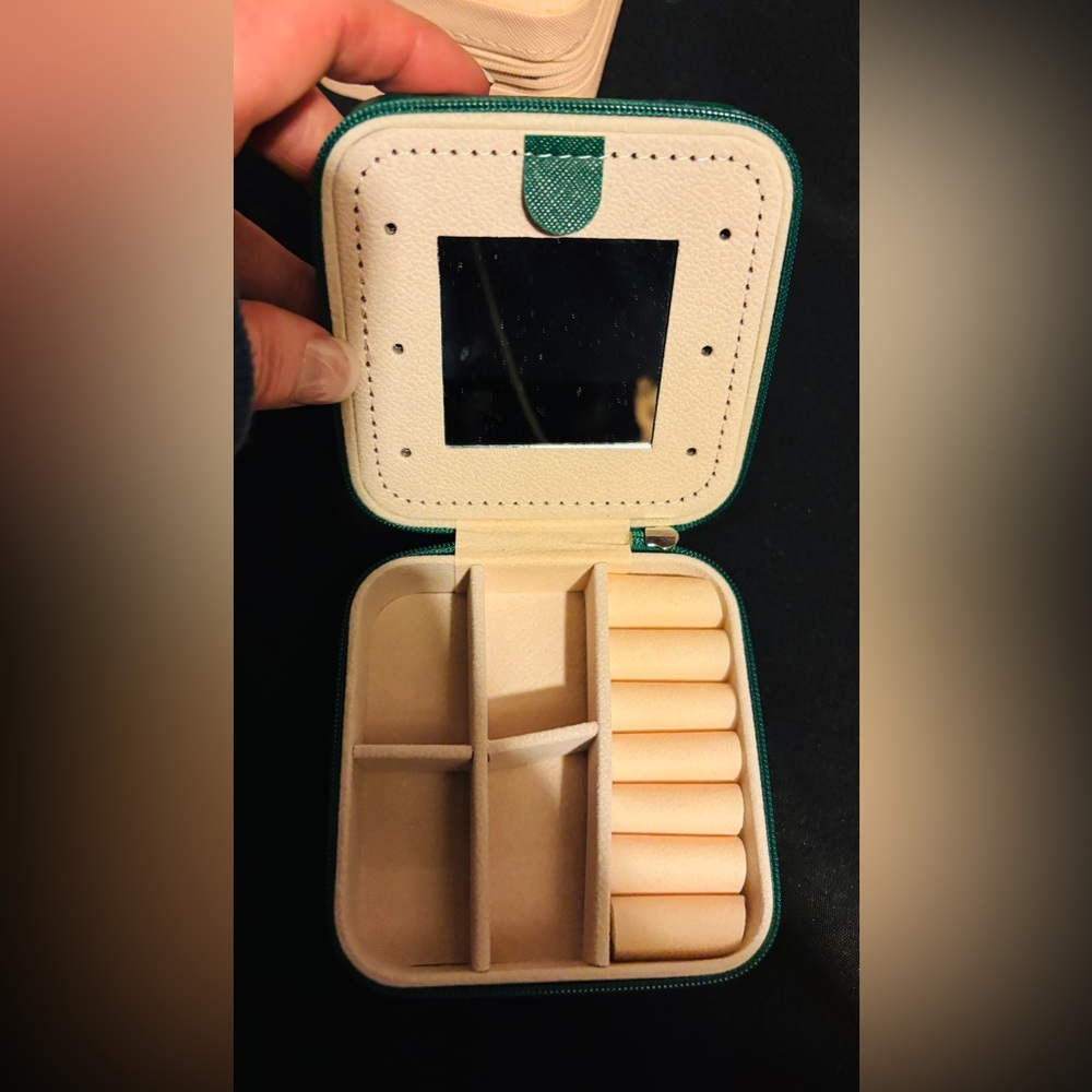 Cream and Green Jewelry Box